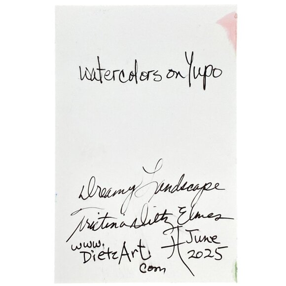 ACEO Original Art Watercolor and Watersoluble Wax Pastel ATC on Yupo Paper - Picture 3 of 3